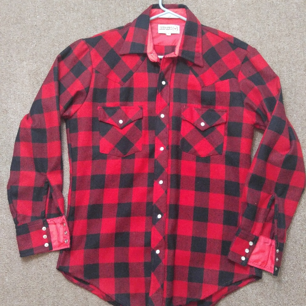 VTG Sheplers Buffalo Plaid Western Flannel Medium